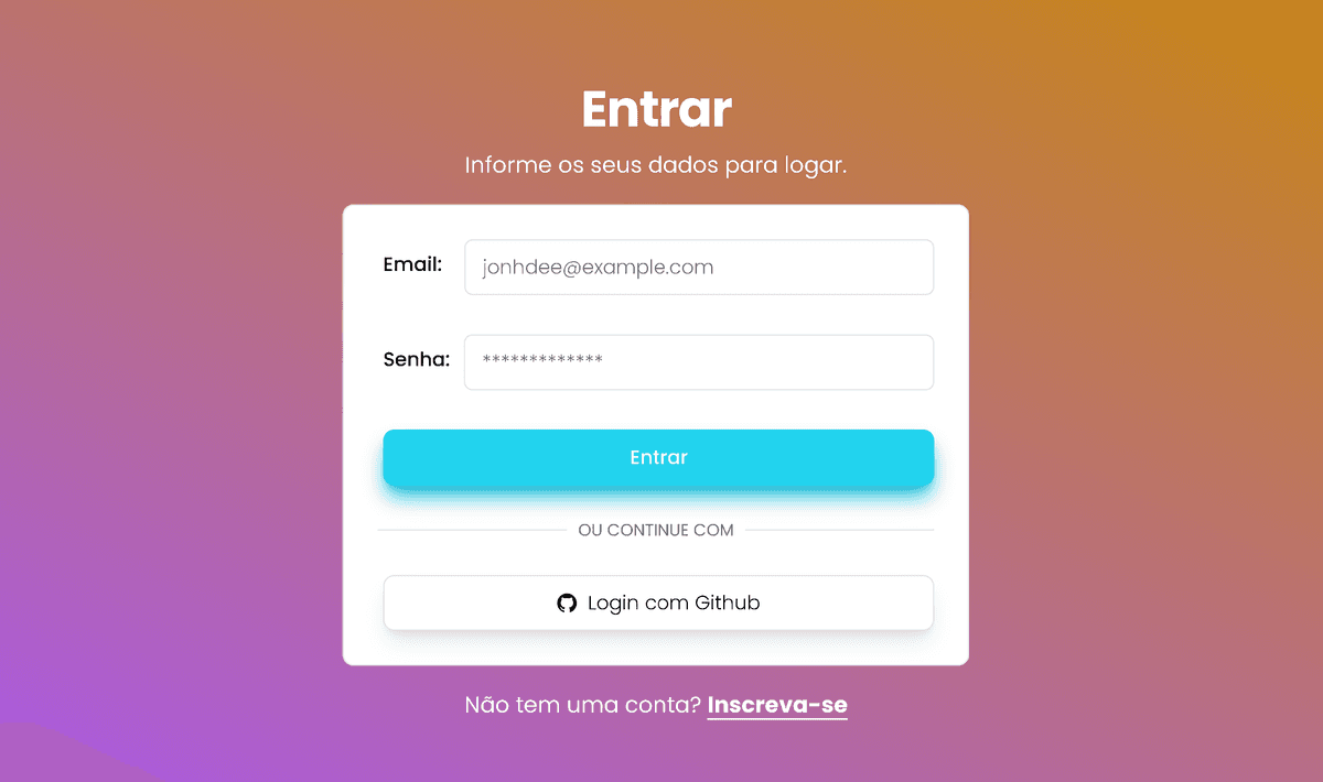 Tela de Login e Cadastro